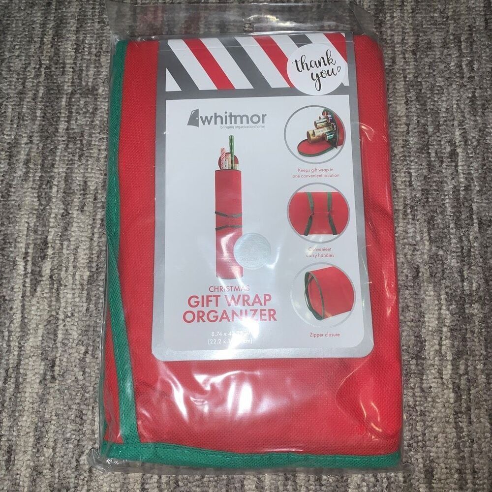 Whitmor Christmas Gift Wrap Organizer 30"‎ Rolls Holds up to 12 Rolls New